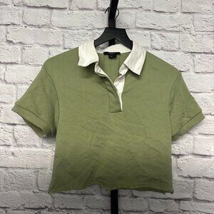Green / White Crop Top Polo